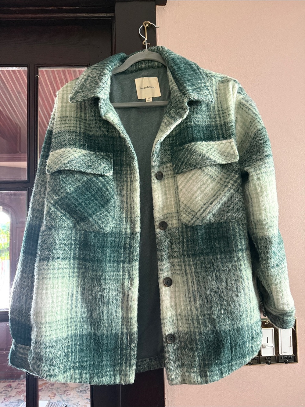 Thread & Supply Heathered Teal Garment with Cream Label